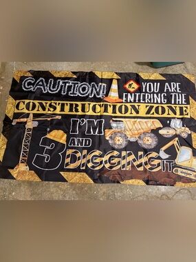 Construction Zone 'I'm 3 and Digging It' Yellow Party Banner